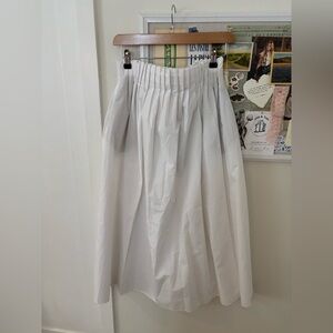 Zara White Cotton Pleated Midi Skirt